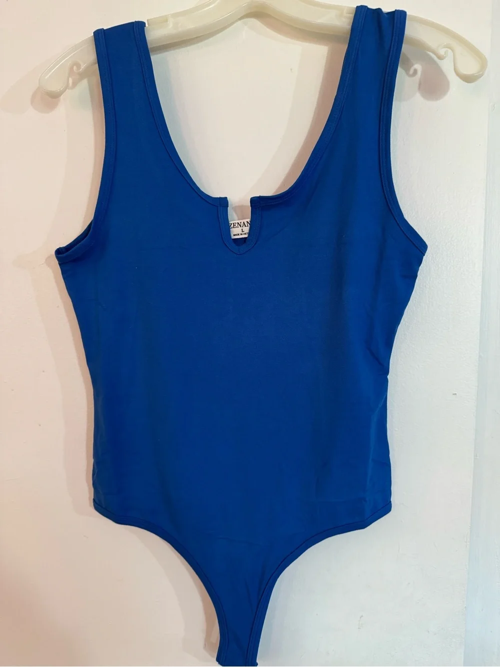 Zena Royal Blue Sleeveless V-Neck One-Piece Bodysuit